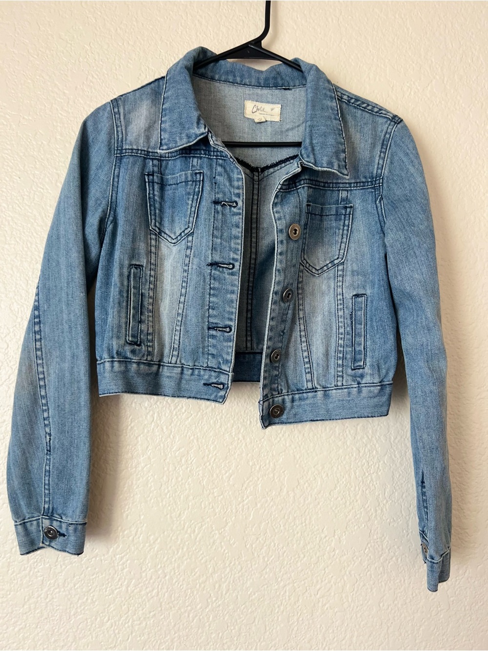 Light Blue Denim Jacket - Women's Cropped Jean Jacket